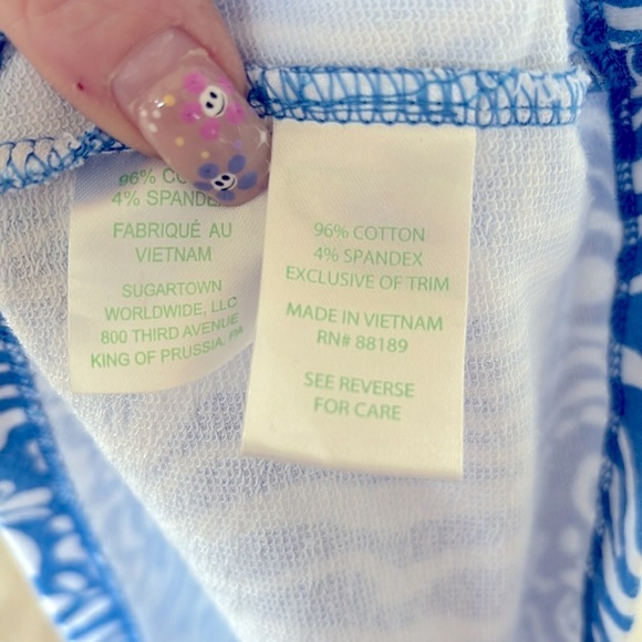 Lilly Pulitzer Blue & White Seahorse Swirl Dress V-Neck 3/4 Sleeves Tropical - Picture 10 of 14